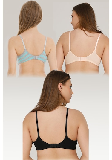 Parlingerie 3lü Emzirme Sütyeni Siyah-ten-mint Çizgili