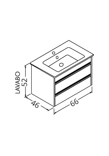 Levante 65 Cm Siyah Lavabolu Alt Modül Beyaz