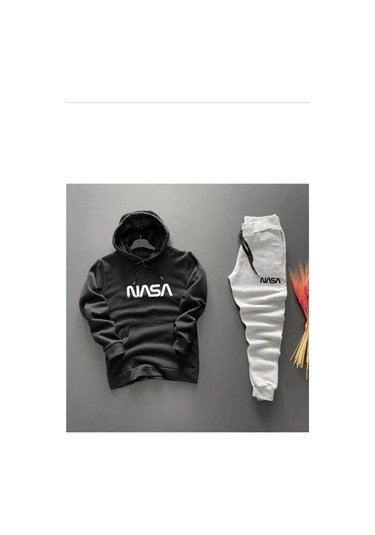 Uyguntarz Nasa Baskılı Kıslık Unisex Eşofman Takımı Siyah