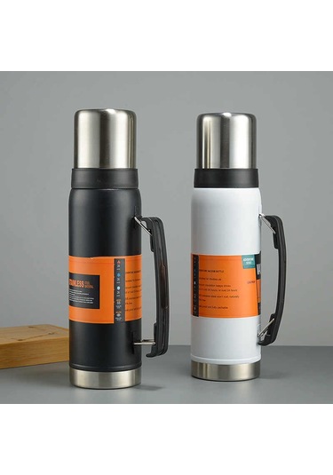 Kapris Çift Katlı Paslanmaz Çelik Kulplu Termos 1200 Ml Siyah Kap-284 Siyah