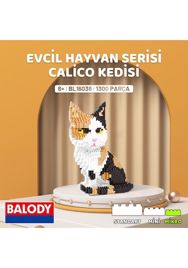 Balody Evcil Hayvan Serisi Calico Kedisi Bl16036 Mikro Blok Yapı Oyuncakları Seti