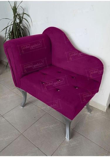 Yeni Model Tekli Köşe Koltuğu Josefin Bench Gümüş Ayak Mor