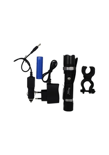 Watton Wt-038 - Zoomlu Şarjlı El Feneri Avcı Fener Gece Işıldak N11.9027 Siyah