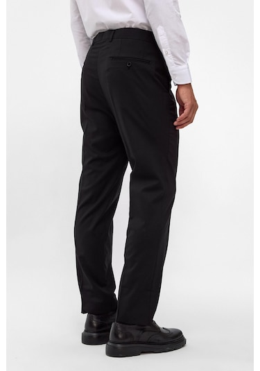Süvari Bol Kalıp Geniş Paça Premium Kalite Düz Erkek Kumaş Pantolon Siyah