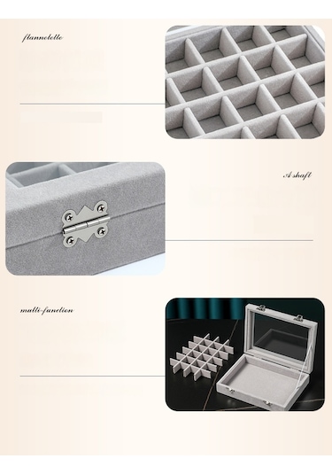 Yystore Takı Saklama Kutusu Kadife Şeffaf Pencere Ücretsiz Kombinasyon Kırmızı