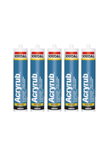 5 Adet Soudal Acryrub Silikonize Mastik 500 Gram Antrasit Gri