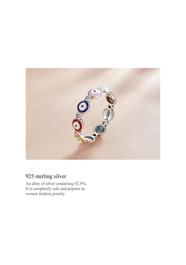 Bamoer 925 Ayar Gümüş Renkli Guardian Göz Parmak Yüzük Kadınlar İçin Moda Takı 7