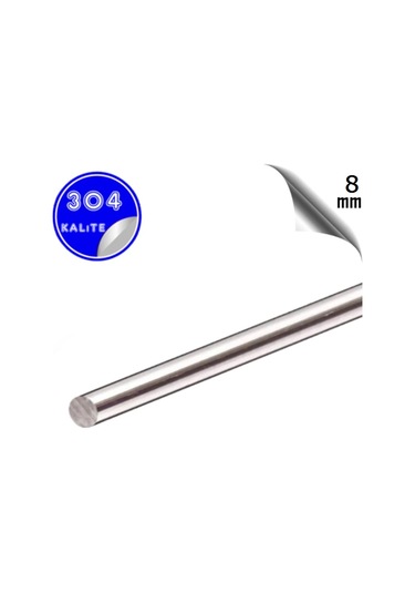 Paslanmaz Çelik Ø8mm Çubuk Mil 304 Kalite 1 Metre