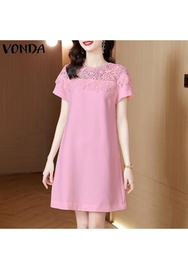 Vonda Zarif Kadın Ekleme Dantel Kısa Elbise Siyah