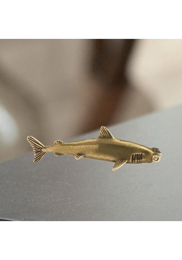 Lijinxu Pirinç Köpekbalığı Heykeli Çay Evi Masa Üstü Yemek 5.9cmx1.6cm