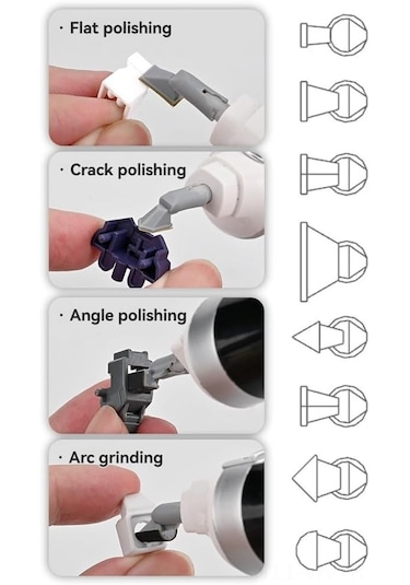 Vkemall Mini Elektrikli Piston Tipi Taşlama Parlatma Kalemi - Küçük Boy Taşlama Delme Aleti - El İşleri Dıy Araç Seti 1 Makine + 8 Uç