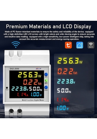 Trendooze Geeksen Tuya Wifi Ev Akıllı Dijital Ekranlı Elektrik Sayacı Dın-ray Voltaj Ve Akım Ölçer İe