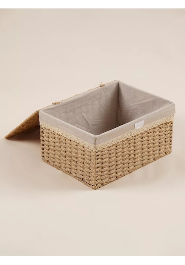 Sl Home Kapaklı Hasır Saklama Sepeti 30x20x15,5 Cm 238850632 Bej