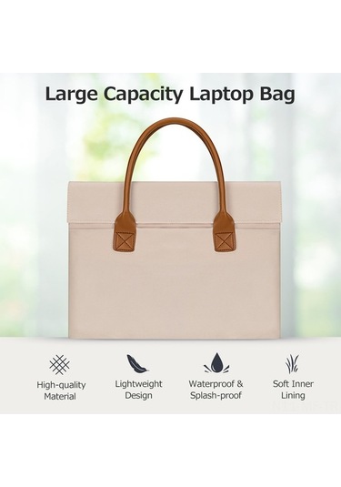Novahub Taşınabilir Su Geçirmez Oxford Kumaş Laptop Çantası - 34x24x3cm Bej Bej Bej
