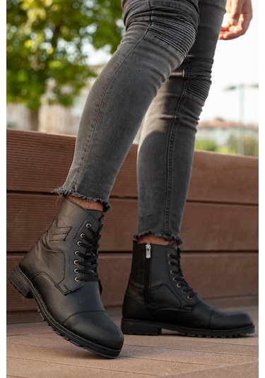 D460 Soğuk Geçirmez Kışlık Fermuarlı Unisex Bot Kauçuk Taban Sağlam Garantili Ürün Siyah