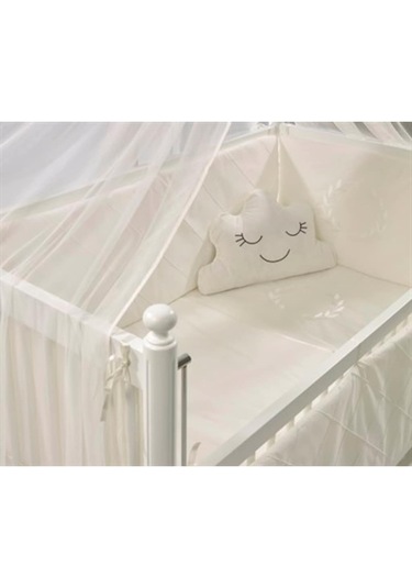 Meltem Kids Motto Ekru Nakışlı Pamuklu Bebek Uyku Seti 60 x 120 CM Ekru