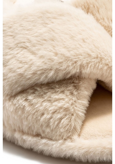 Twigy Çapraz Peluş Kadın Ev Terliği Bej 36/41 CC0188 Bej