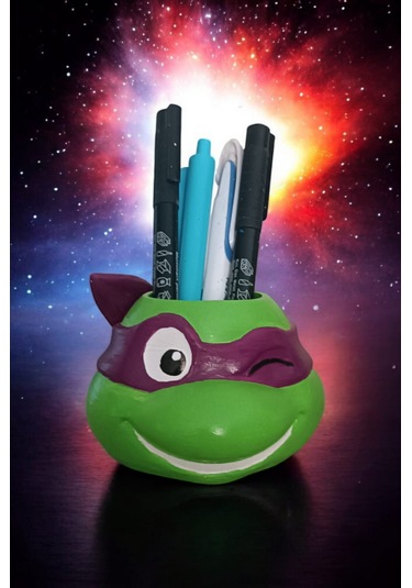 Ninja Kaplumbağa Şeklindeki Kalemlik Farklı Karakter 7x10 Cm Mor