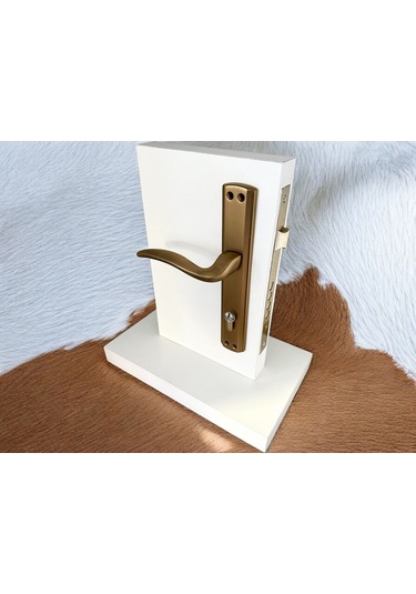 Trim Mat Antik Sarı Aynalı Yale Çelik Kapı Kolu Sol Elle Açılır Tek Taraf Kilit Hariçtir