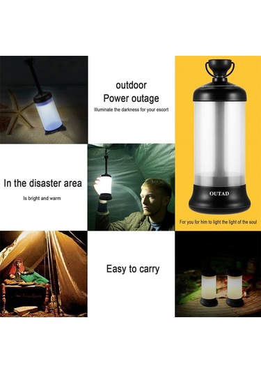 Outad Taşınabilir Şarj Edilebilir Manyetik Dış Mekan Led Araca Monte Seyahat Işığı Siyah