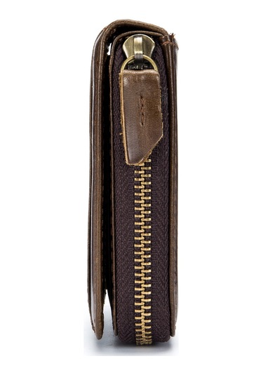 Suofeng Vintage Renkli Deri Cüzdan: Çoklu Bölmeli, Fermuarlı, Erkekler İçin Şık Ve Pratik Aksesuar Kahve