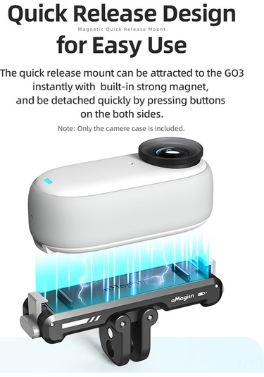 Yunboo Amagisn Ag11 Alüminyum Hızlı Çıkarılabilir Manyetik Aksesuar - Insta360 Go 3 Uyumlu Siyah