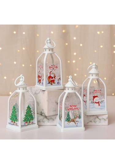 Vkemall Noel İçin Led Kule Şeklinde Işıklı Dekoratif Aydınlatma - Santa Claus Desenli Ev Dekoru Lambası