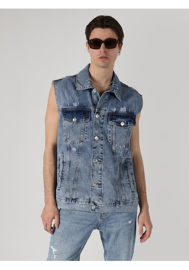 Colin'S Rahat Kesim Mavi Erkek Jean Yelek Cl1062452_Q1.V1_Dn10125