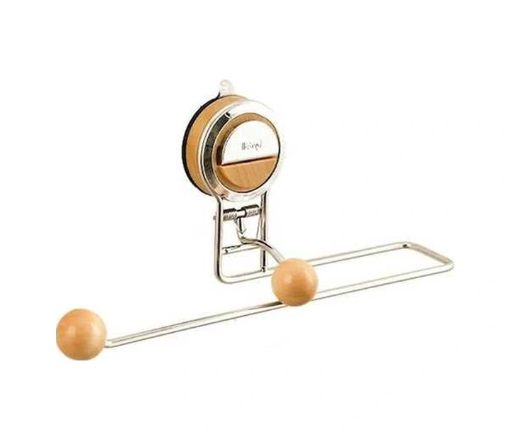 Fortunelane Kahverengi Paslanmaz Çelik Raylı Raflar - 29.8x9.3x13.9 Cm Ev Gereçleri Depolama Rafı Ahşap Rengi Ahşap Rengi