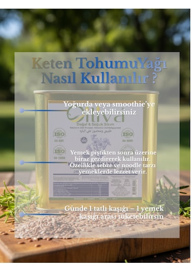2 Litre Soğuk Sıkım Keten Tohumu Yağı %100 Doğal, Katkısız, Omega-3 Kaynağı 2 L