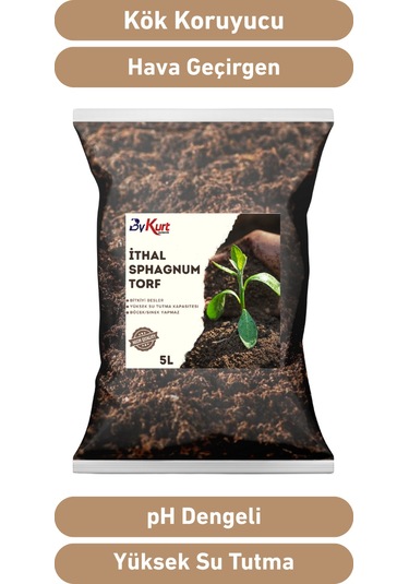 Bykurt 5l Premium Bitki Toprağı İthal Sphagnum Ts1 Torf Sinek Böcek Yapmaz Toprak 5 Litre