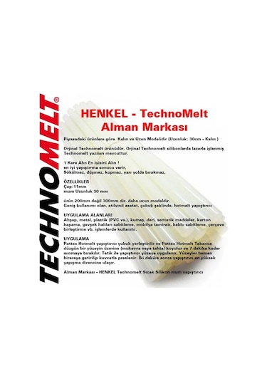 Henkel (Alman Markası) Technomelt Sıcak Silikon Kalın Şeffaf Mum (410850594)