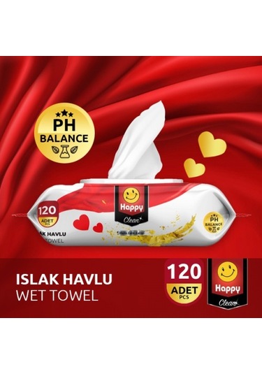 Happy Clean Islak Havlu 120 Li X 24 Adet PKT.HAPPY.096 24'lü Set