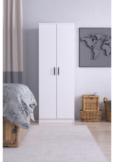 ABETEMOBİLYA 2 Kapılı Gardırop-Beyaz