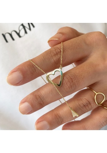 Gümüş Harfli Ve Kalpli Kolye