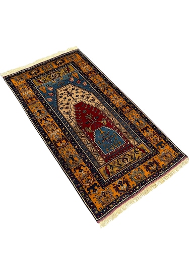 El Dokuma Sıfır Yahyalı Halısı 105x185 Özel Model Yün Namazlık