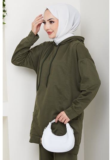 Çift Cepli Kapüşonlu İkili Takım 1663 - Haki Haki