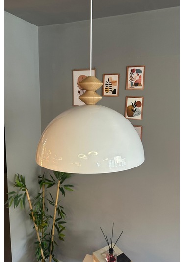 Linate Beyaz Q Kafa Başlık Avize Tekli Sarkıt Salon Kuaför Dekoratif Aydınlatma Beyaz