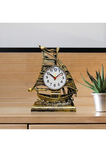 Suntek Masa Saati Dekorasyon Pille Çalışan Çalar Saat Bronz