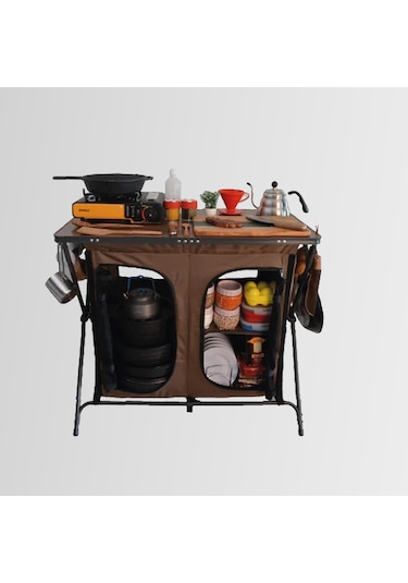 Nurgaz Ng C156 Campout Çift Kapılı Kamp Mutfağı Kahve