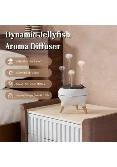 Motion003 Babıqt Dinamik Denizanası Arom Difüzörü Beyaz 3d Mantar Tasarım Uzaktan Kumandalı Çift Sis Nemlendirici 220-240v Abs Ev Ofis İçin