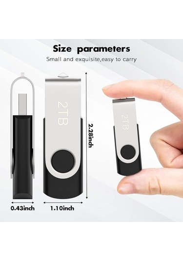 Vkemall 2tb Hızlı Döner Usb Bellek, Bilgisayar/dizüstü İçin Taşınabilir Depolama, 128g'den 2tb'ye Genişletilebilir