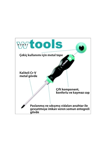 Weber Tools Yıldız Uçlu Tornavida Ph3 x 150 MM Somunlu Gövde