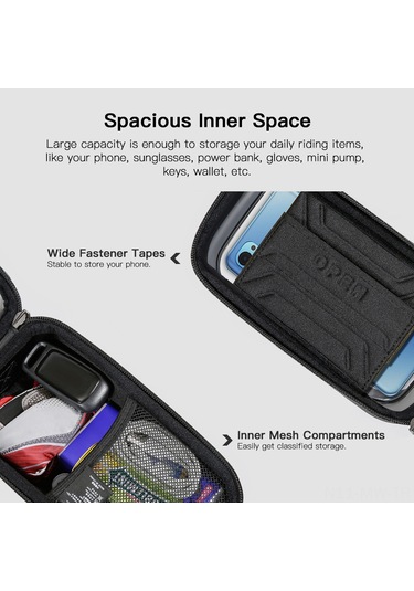 Moveevo Siyah Eva Materyal Dağ Bisikleti Ön Çubuk Çantası, Tpu Şeffaf Pencere, Telefon Taşıma Fonksiyonu, 210 110 110mm Siyah