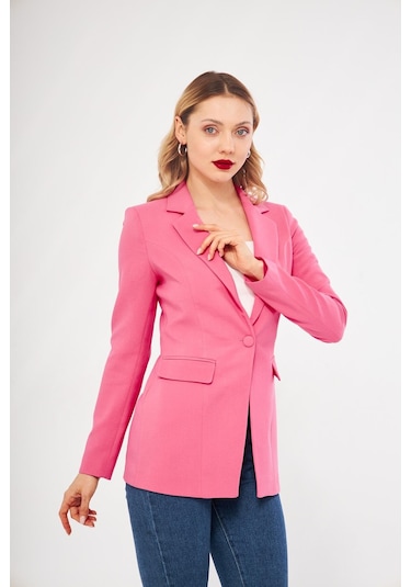 Lovelf Tek Düğme Klasik Ceket Pembe Pembe