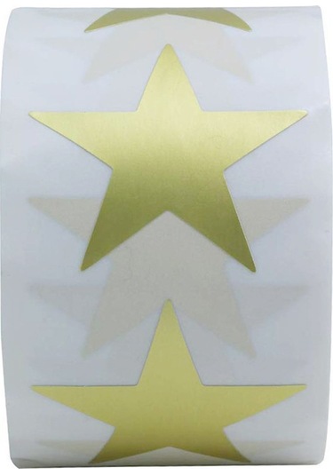 1 Rulo Beş Yıldızlı Çıkartma Teşekkür Ederim Çıkartmaları Altın Çok Renkli