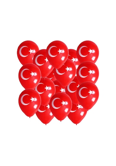 Bayrak Balon Türk Bayraklı Baskılı Balon Bayram Süsü - 20 Adet