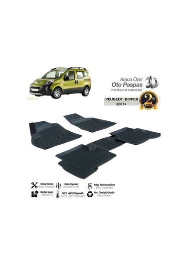 3d Paspas Siyah Peugeot Bıpper 2007+