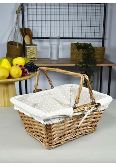 Sepetçibaba Çift Kulplu Hasır Genel Amaçlı - Piknik Sepeti Dikdör