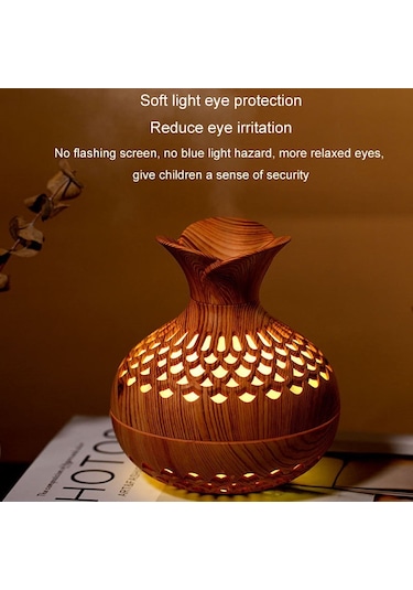 Led Işık Aromaterapi Difüzör Ev Küçük Vazo Sessiz Nemlendirici Aromaterapi Difüzör 2 In 1 Koyu Ahşap